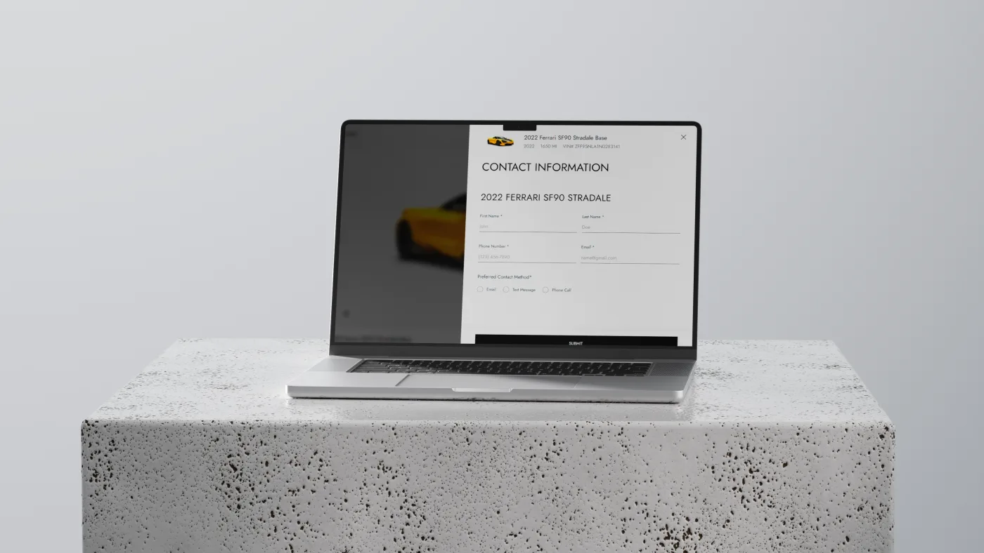 Contact and lead form on a laptop